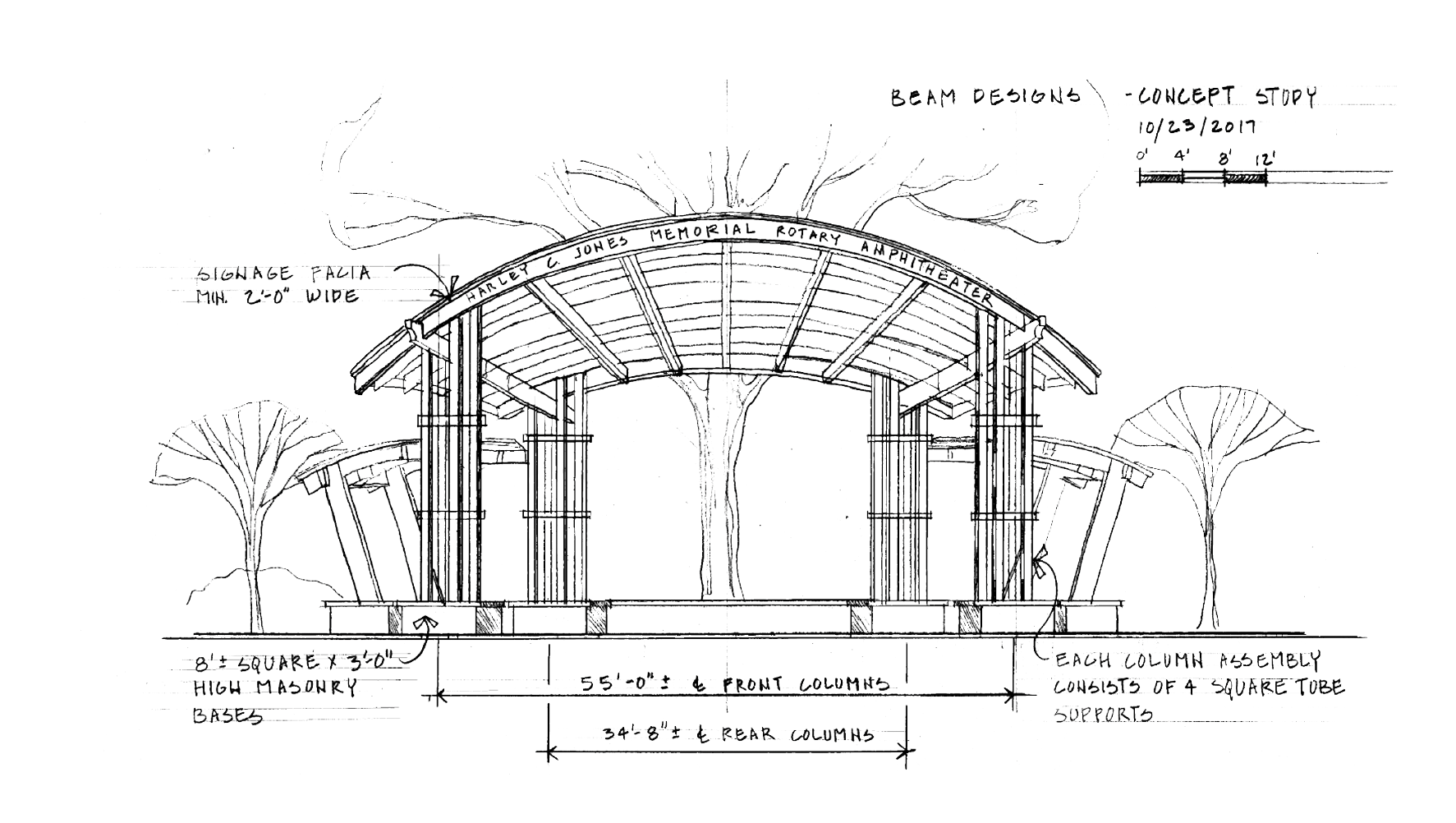 Bandshell drawing of shelter design 