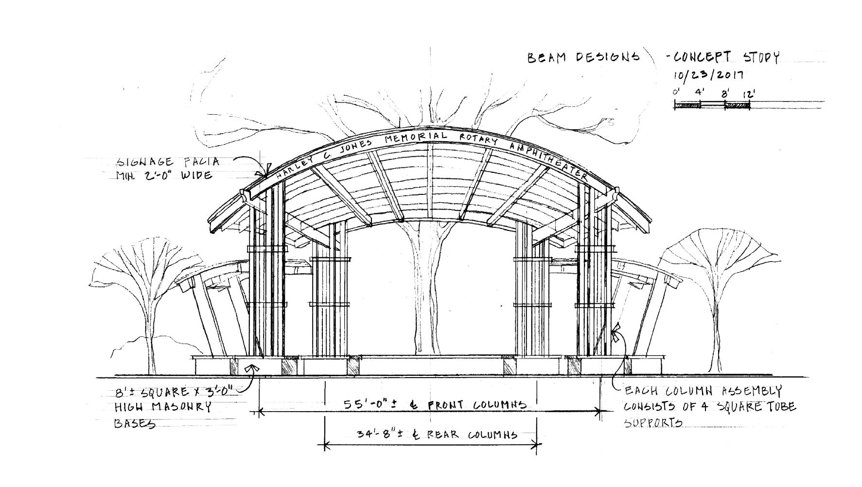 Bandshell drawing of shelter design